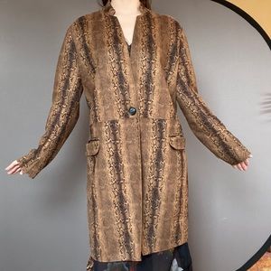 Snakeskin Print Faux Leather Suede Jacket